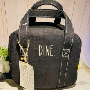 Rae Dunn DINE lunch bag black with adjustable straps